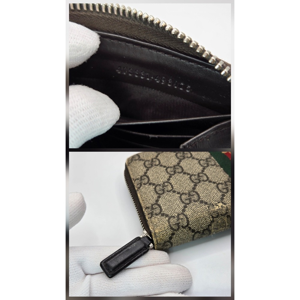 Gucci GG Supreme Web Bee Zip Around Wallet Beige 408831-493075 - Picture 6 of 11